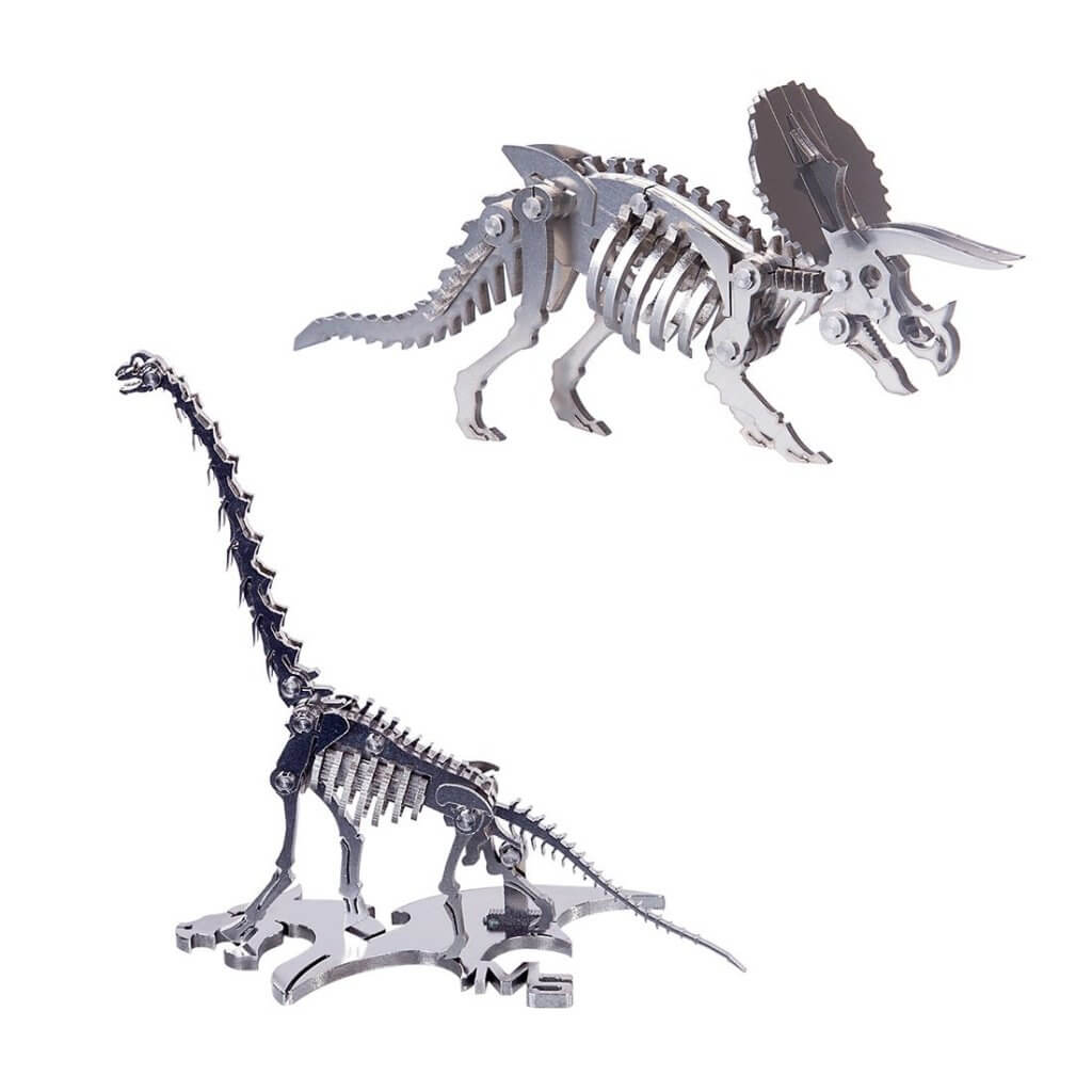 2PCS DIY Metal Assembly 3D Triceratops Brachiosaurus Dinosaurs Puzzle Jigsaw