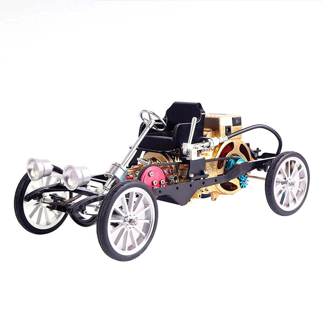 Teching British Retro-styled Metal Single Cylinder Engine Car Vehicle Assembly Model Toy for Adult