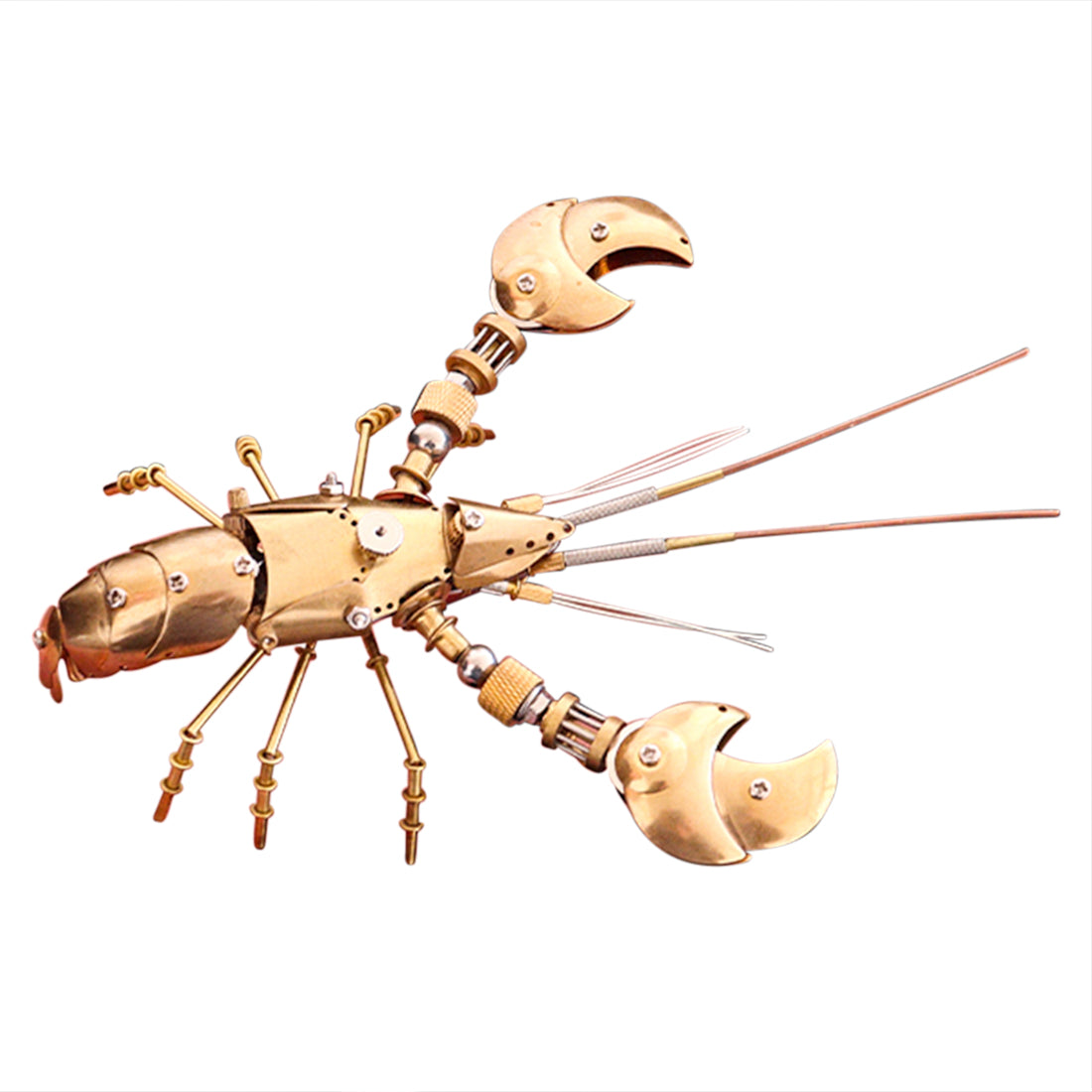 Metal Brass Lobster Animal Model Handmade Assembled Crafts for Collection