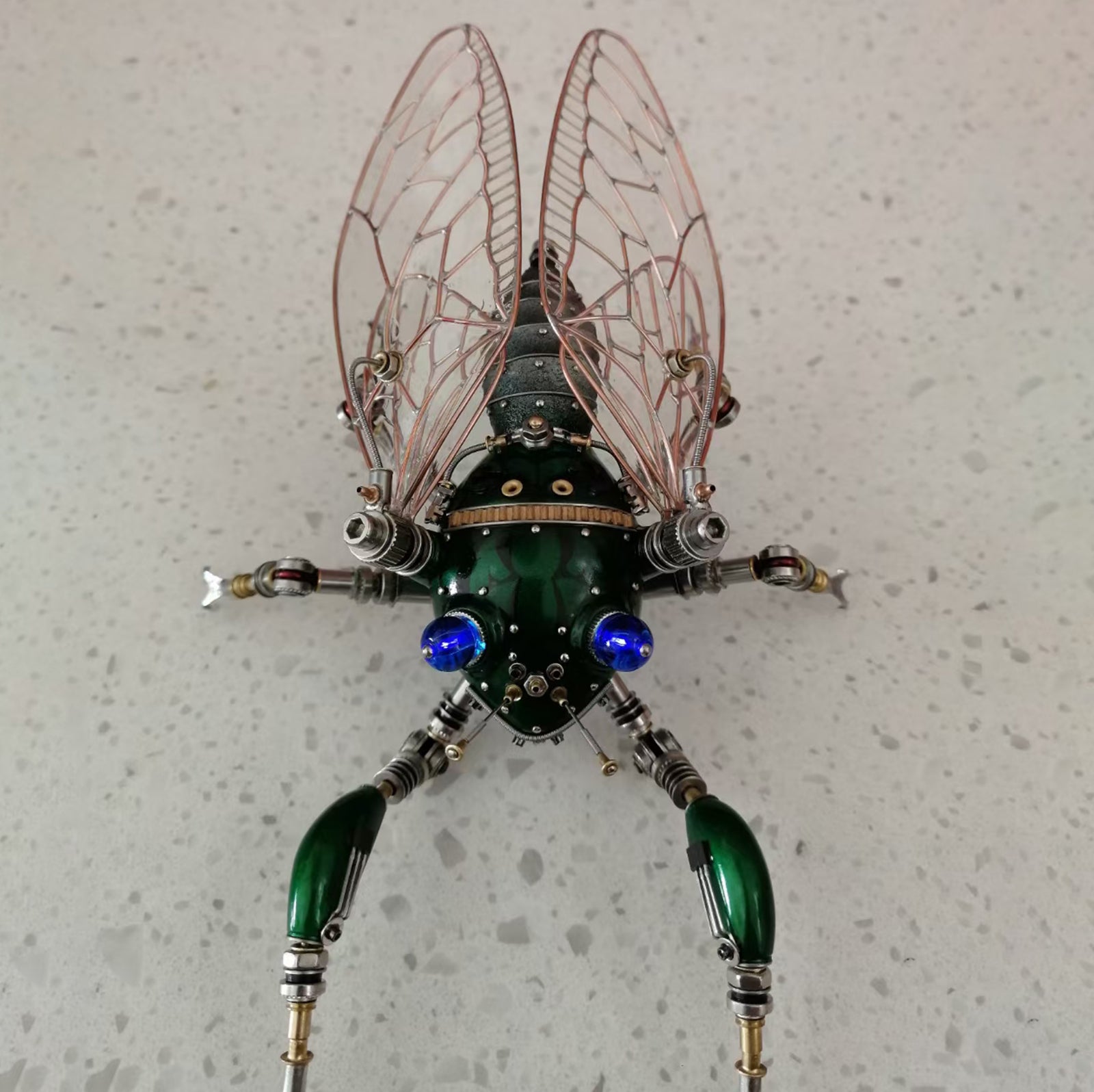 Steampunk Green Leafhopper Cicada Bug 3D Metal  Assembly Model KitsPuzzle Crafts Collection