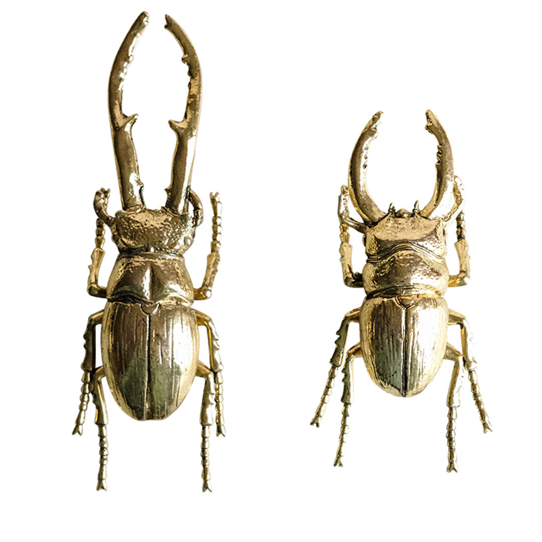 2Pcs Nordic 3D Metal Antler Scaraba Stag Beetle Insects Model Handicraft