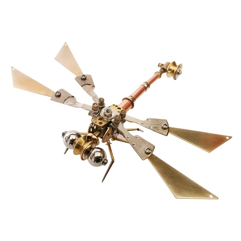 3D Metal Copper Dragonfly Mechanical Insects Model Crafts