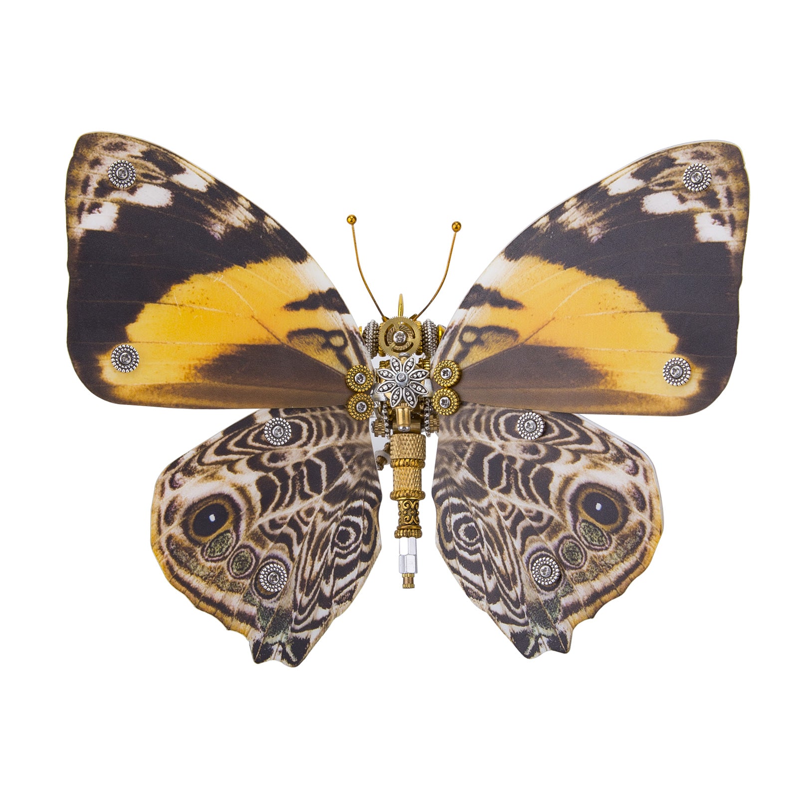 150PCS+ Steampunk Brown Butterfly with Orange Spots 3D Metal  Model DIY Kits