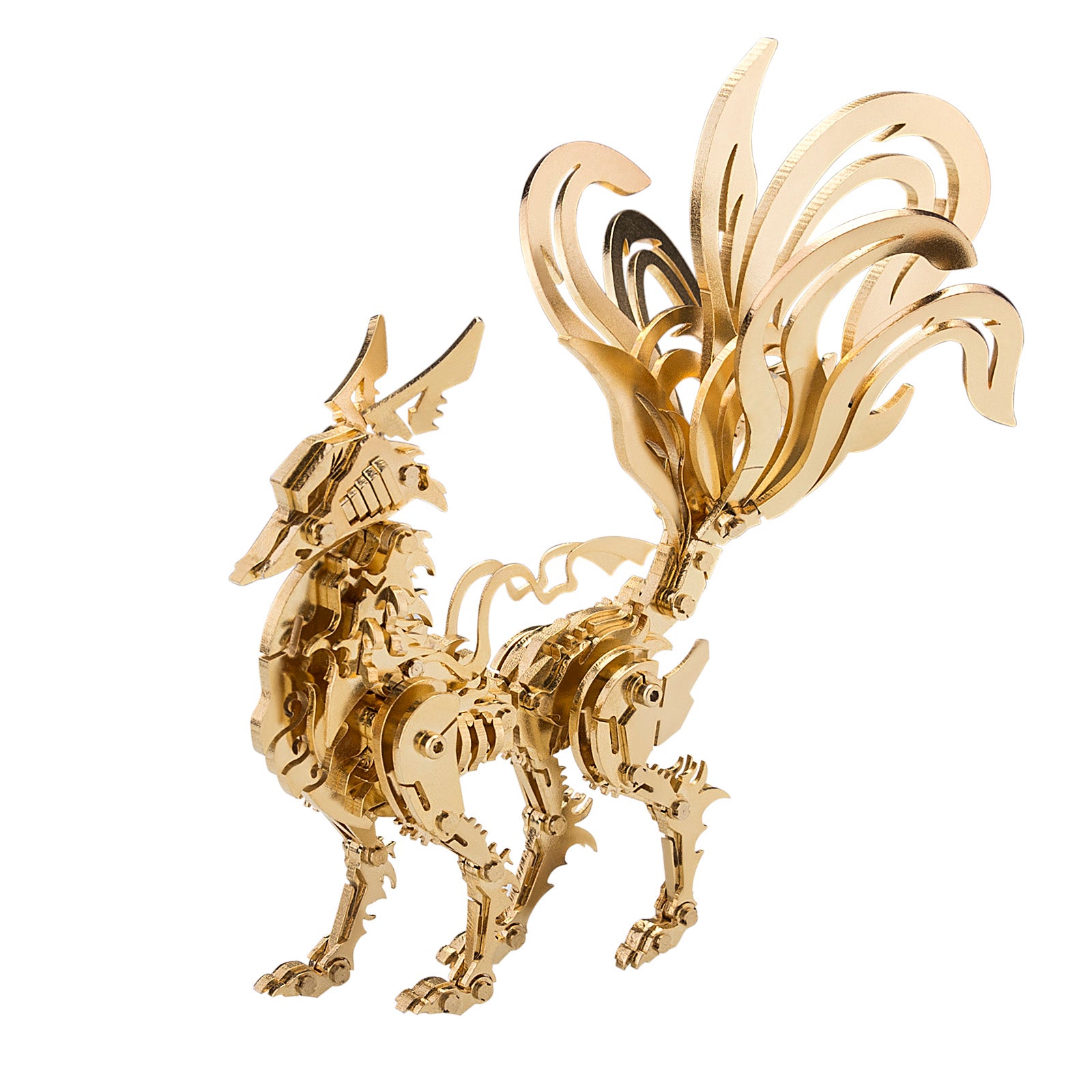 200Pcs+Oriental Mythological Golden Nine-tailed Fox Creatures 3D Metal Puzzle