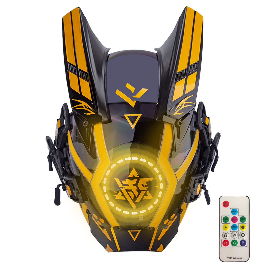 Punk Helmet Cosplay LED Futuristic Mask Yellow for Adults