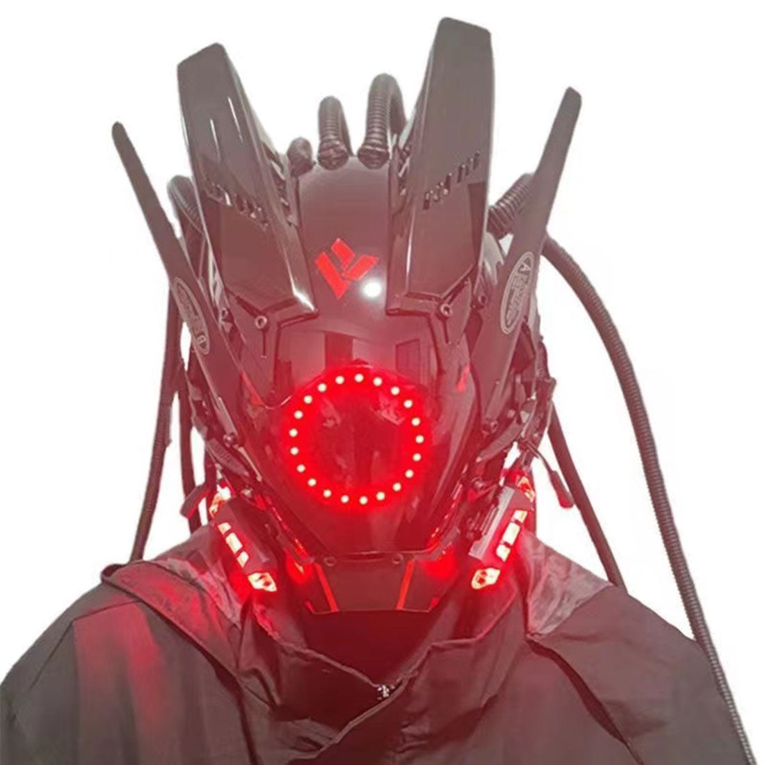 Punk Headgear Mask Cosplay Led Red Helmet for Men