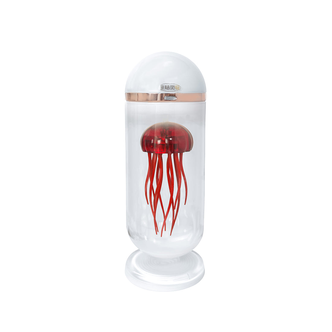 Mechanical Rhythm Red Capsule Jellyfish Kinetic Metal Model with Glass Cover