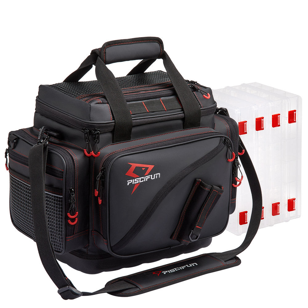 Piscifun Travel Pro Fishing Tackle Bag with 4 Trays