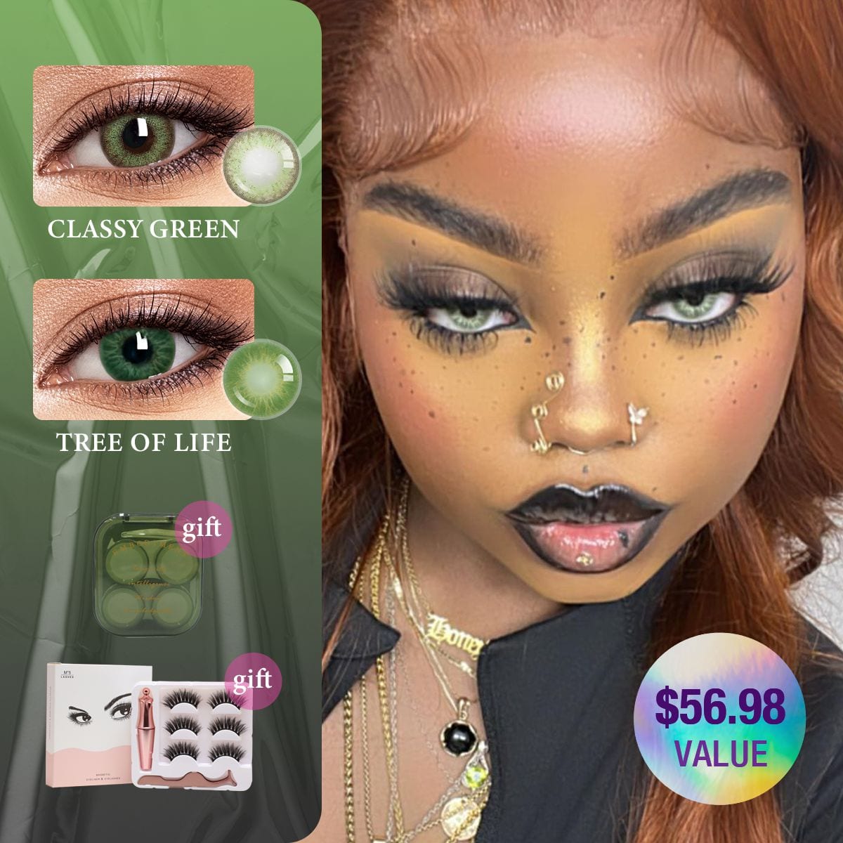 Top 1 Green Colored Contact Lens Set on Tiktok(2 pairs)