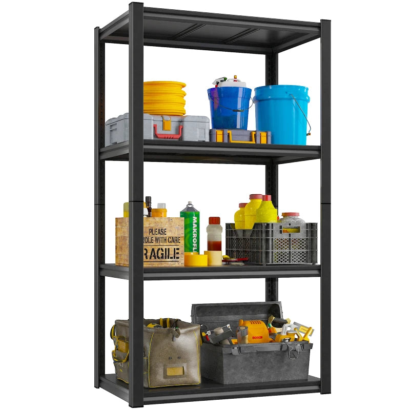 Raybee 57" Heavy Duty Shelves 1600 lbs for Garage Storage Metal Shelving Unit, 28"W x 14"D x 57"H