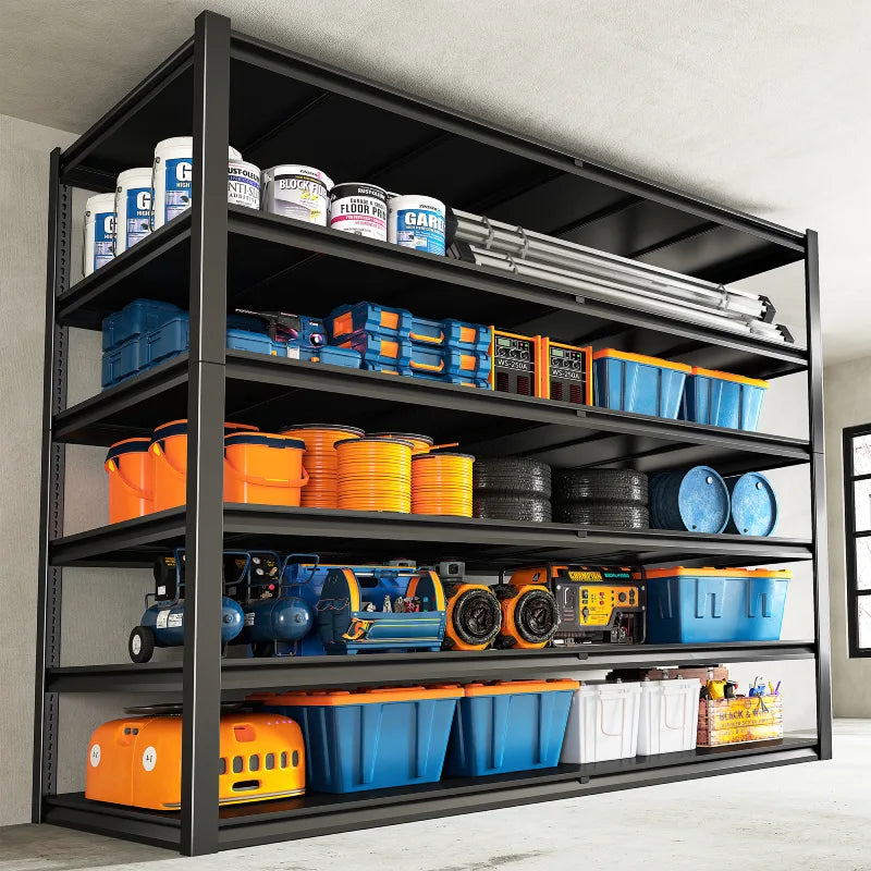 REIBII 55"W 6-Tier Garage Shelving, 3500 Lbs Heavy Duty Shelving Units, Adjustable Metal Shelving for Pantry Industrial