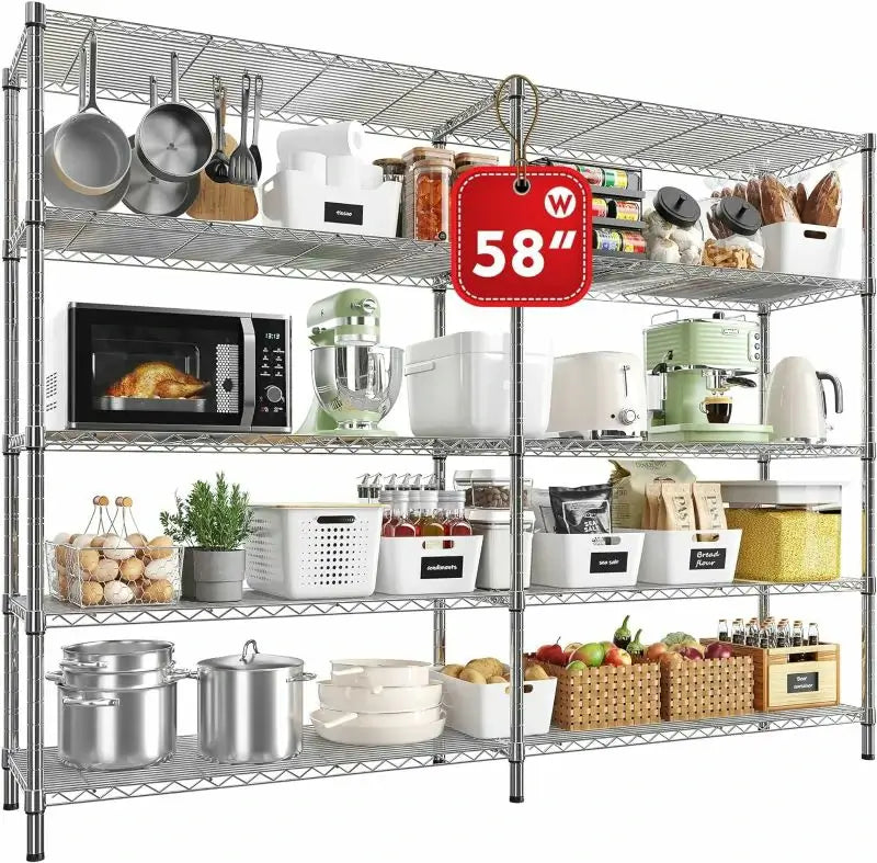 REIBII 58" W Storage Shelves Wire Shelving Unit 1400LB Metal Shelves