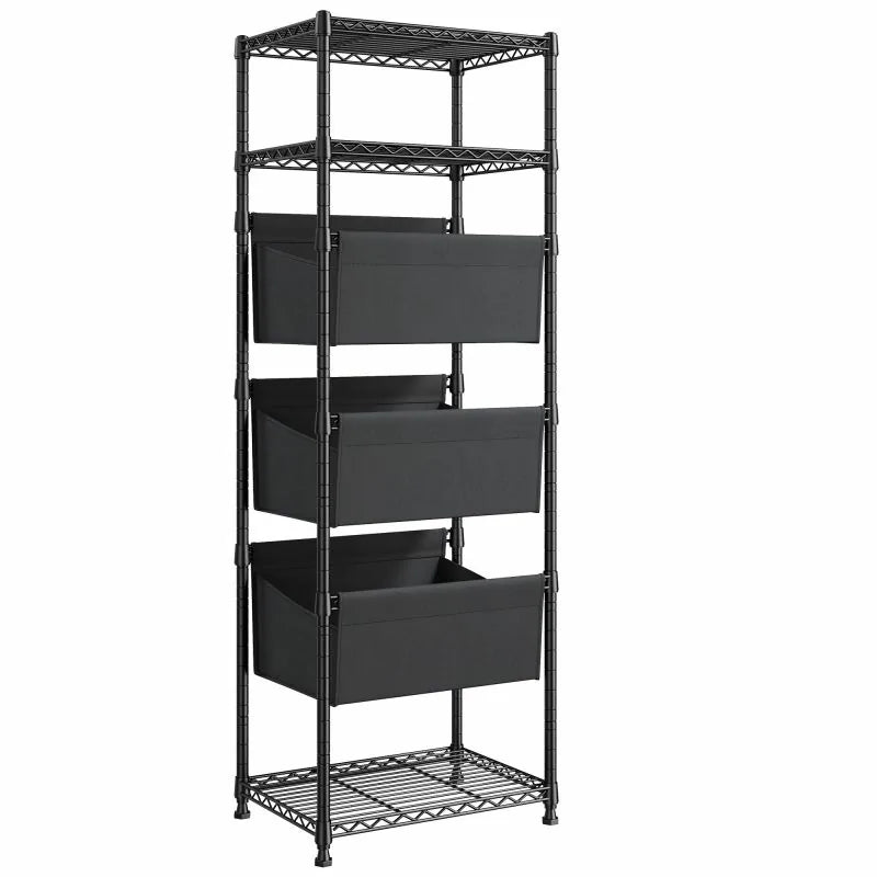 REIBII 72" H Shelving with Baskets for storage, 6 Tier Wire Shelves