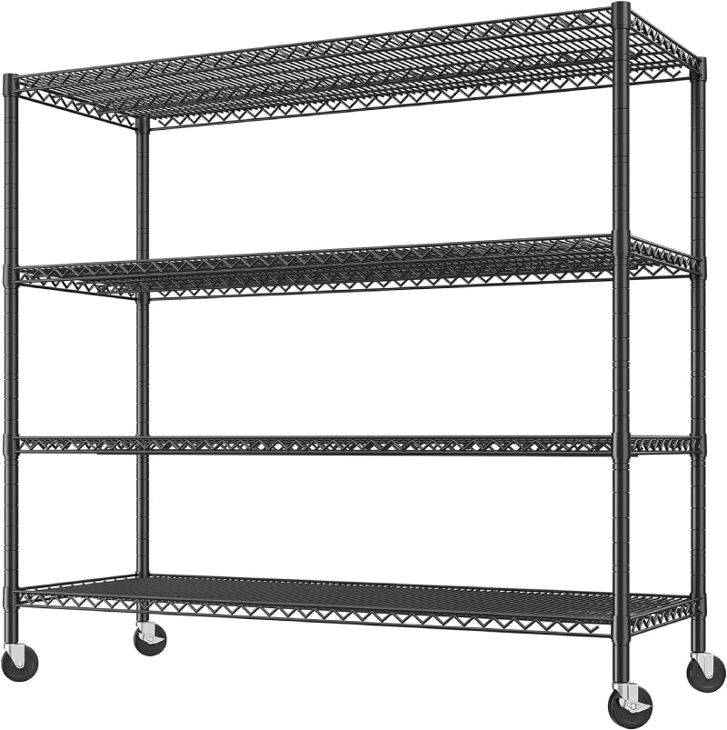 REIBII 55.5"W Wire Shelving Unit with Wheels,  2500Lbs Heavy Duty Metal Shelves