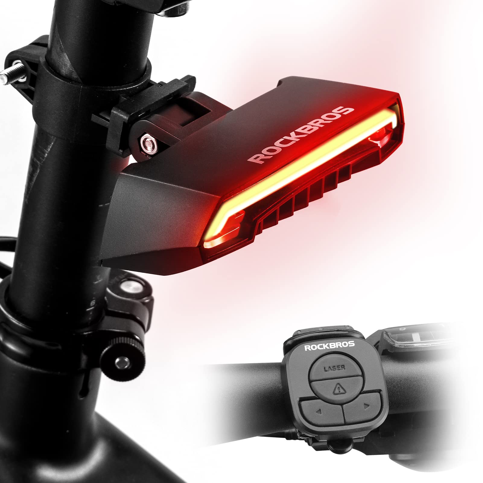 ROCKBROS Bike Tail Light Smart with Turn Signals Wireless Remote Brake