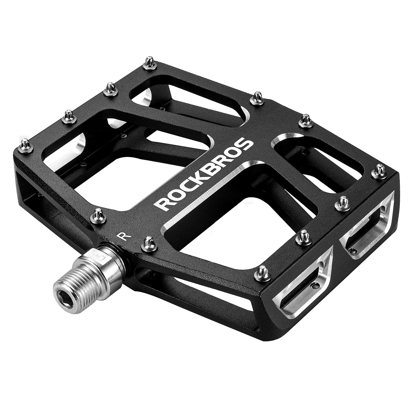 ROCKBROS Aluminum Wide Platform Mountain Bike Pedals with Grippy Pins