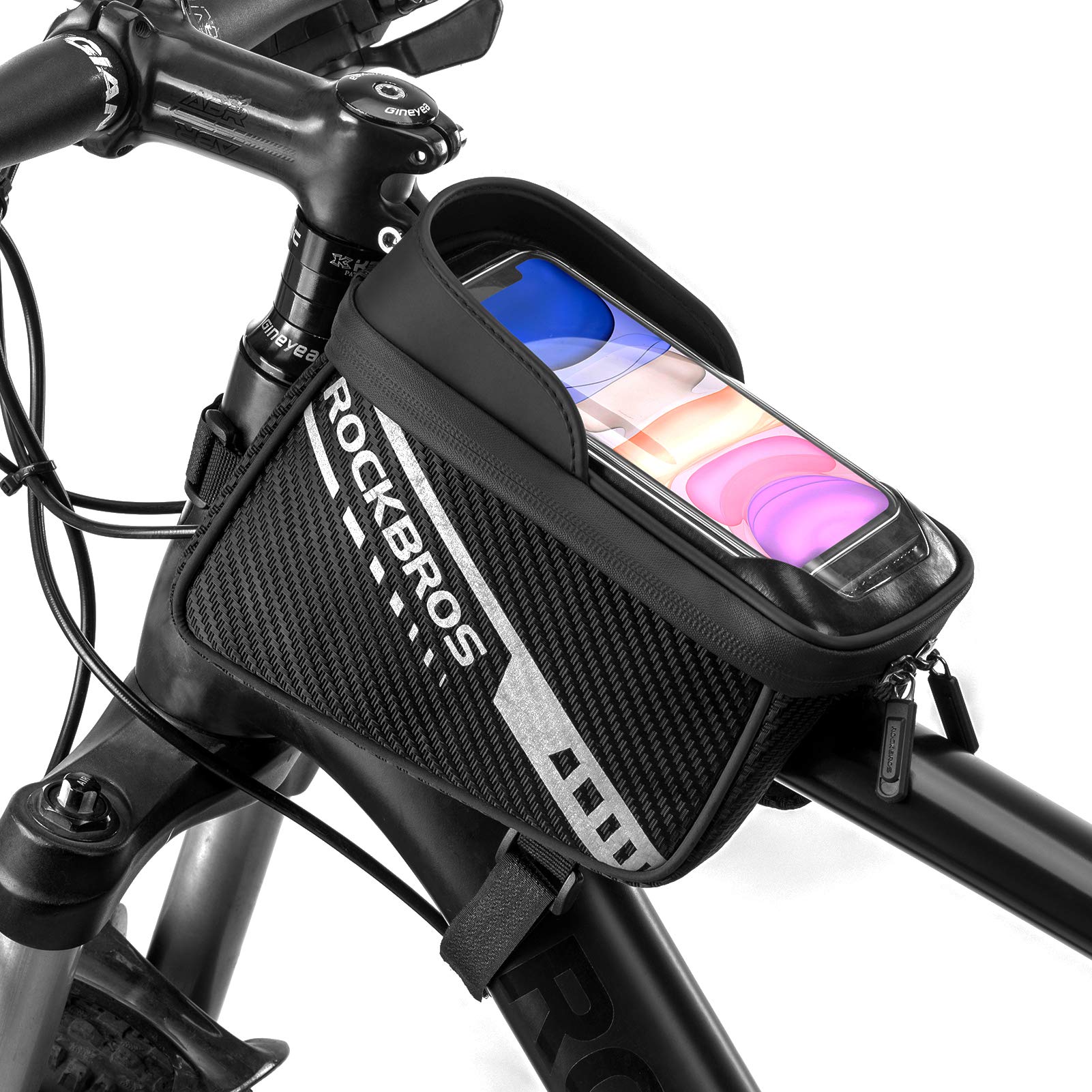 ROCKBROS Bike Phone Front Frame Bag Top Tube  Bicycle Handlebar Bag Below 7.2”