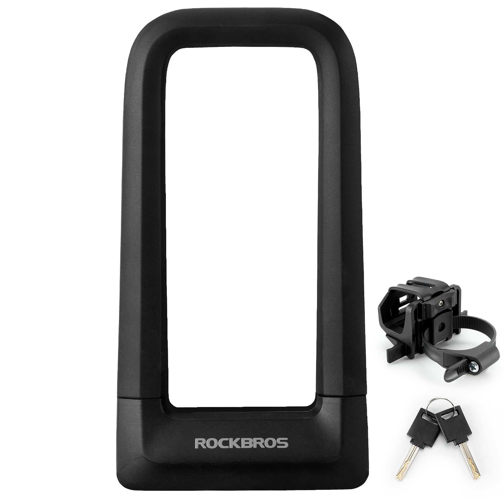 ROCKBROS Bike U Lock, Heavy Duty Anti Theft Bike U Lock with Cable Silicone Cover