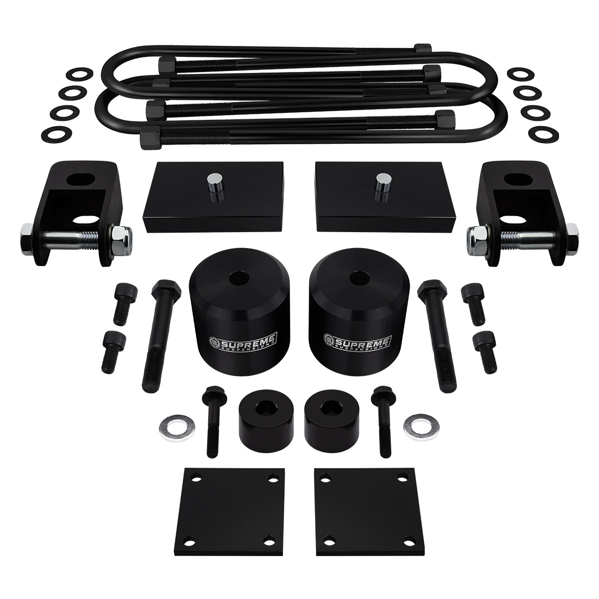 2005-2016 Ford F250 Super Duty Full Suspension Lift Kit, Brake Line & Bump Stop Relocation Kits & Front Shock Extenders 4WD 4x4 OVERLOAD Front Lift 3" + Rear Lift 1"