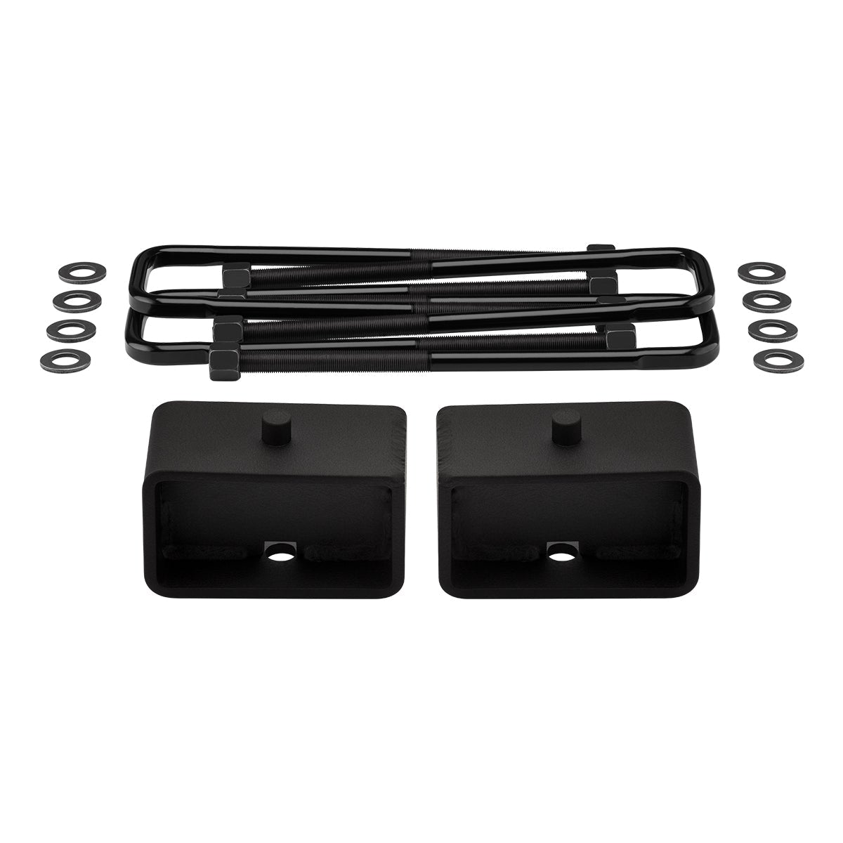 1999-2007 (Classic) GMC Sierra 1500 4WD Rear Lift Blocks with Premium Forged Flat Top U-Bolts + Rear Lift 3" Tapered Lift Blocks (Overloads)