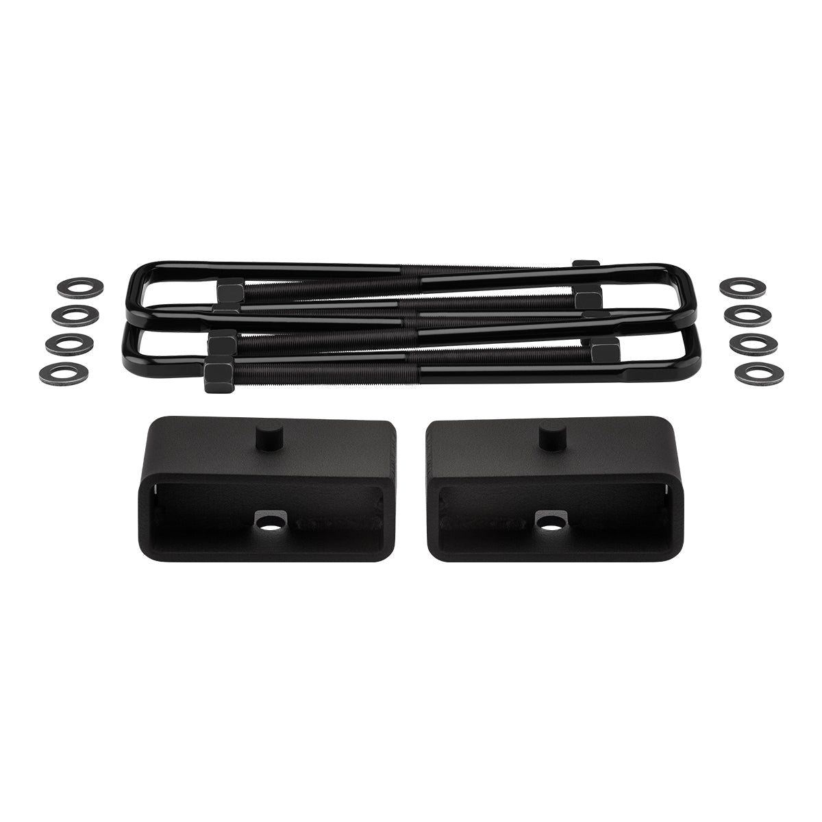 2001-2010 GMC Sierra 1500HD 2WD 4WD Rear Lift Blocks with Premium Forged Flat Top U-Bolts + Rear Lift 2" Tapered Lift Blocks (Overloads)