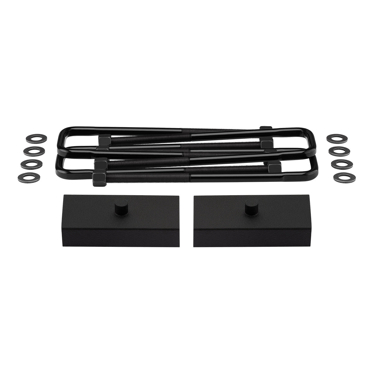 1994-2002 Dodge Ram 2500 4WD Rear Lift Blocks with Premium Forged Flat Top U-Bolts Non-Overloads + Rear Lift 1" Non-Tapered Lift Blocks