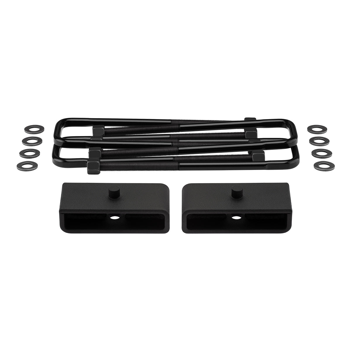 1994-2002 Dodge Ram 2500 4WD Rear Lift Blocks with Premium Forged Flat Top U-Bolts Non-Overloads + Rear Lift 1.5" Non-Tapered Lift Blocks