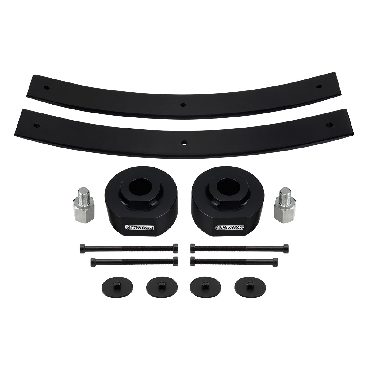 2" Front Lift Spring Spacers + 2" Rear Lift Short Add-A-Leaf Springs For 1981-1996 Ford F-150 Black