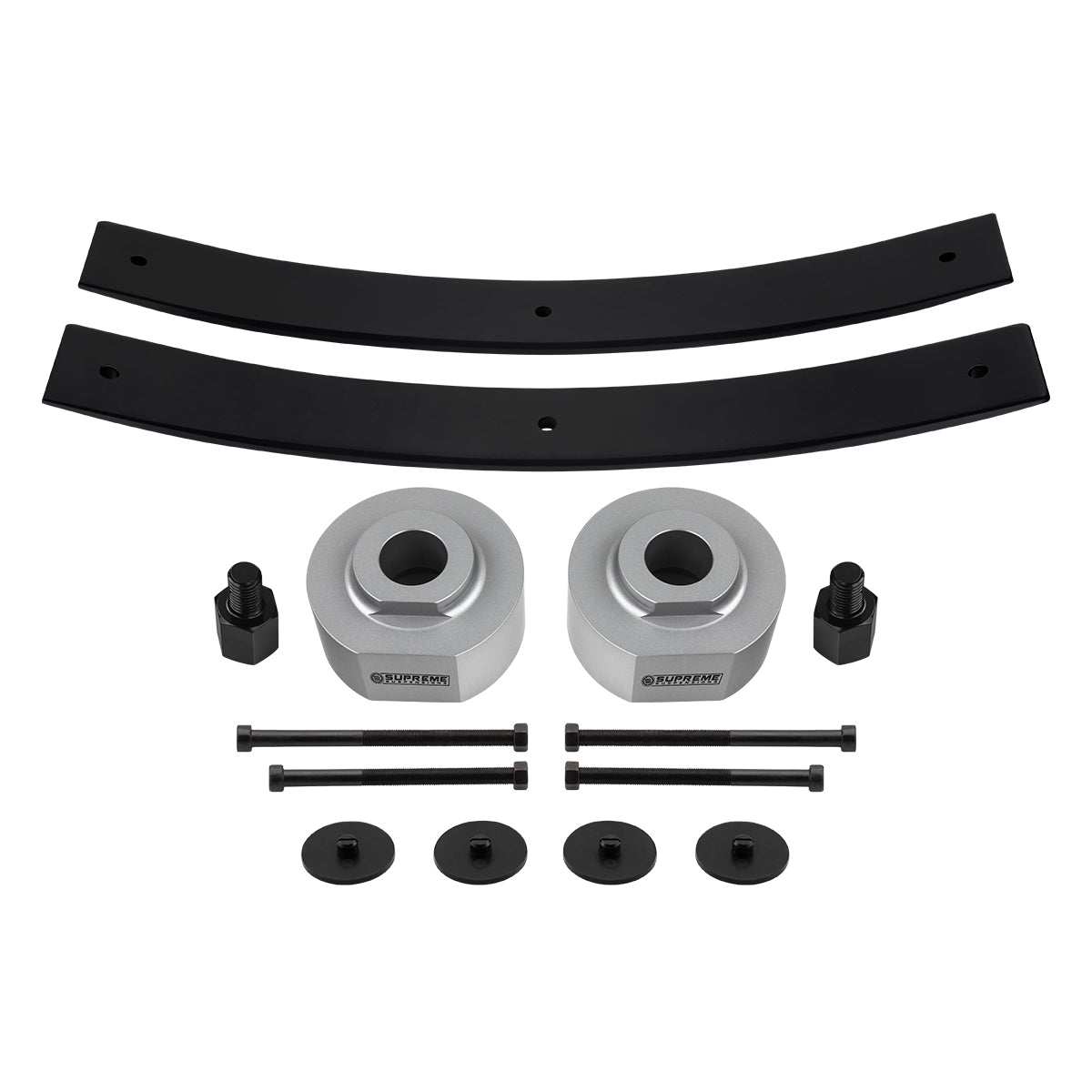 2" Front Lift Spring Spacers + 2" Rear Lift Short Add-A-Leaf Springs For 1981-1996 Ford F-150 Silver