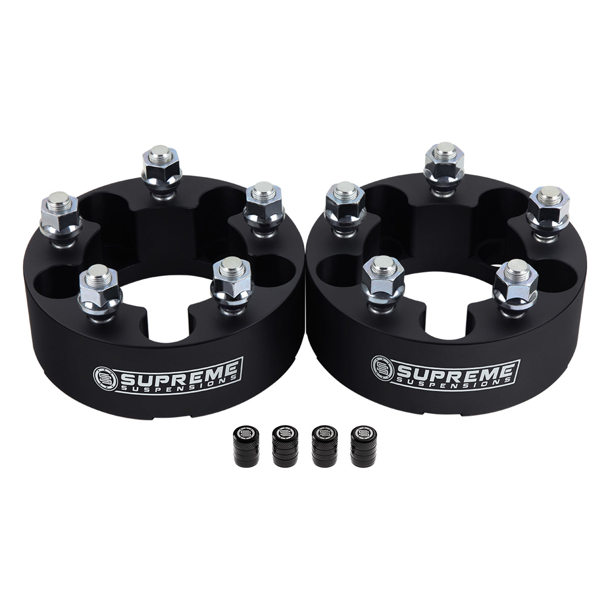 1983-2012 FORD RANGER 2WD 4WD Wheel Spacers Set + Tire Valve Stem Caps Black (x2) Piece 1" Spacer