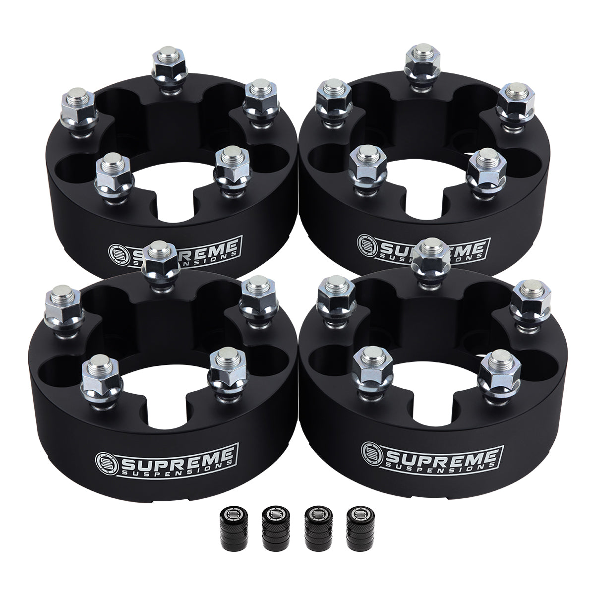 1983-2012 FORD RANGER 2WD 4WD Wheel Spacers Set + Tire Valve Stem Caps Black (x4) Piece 1" Spacer