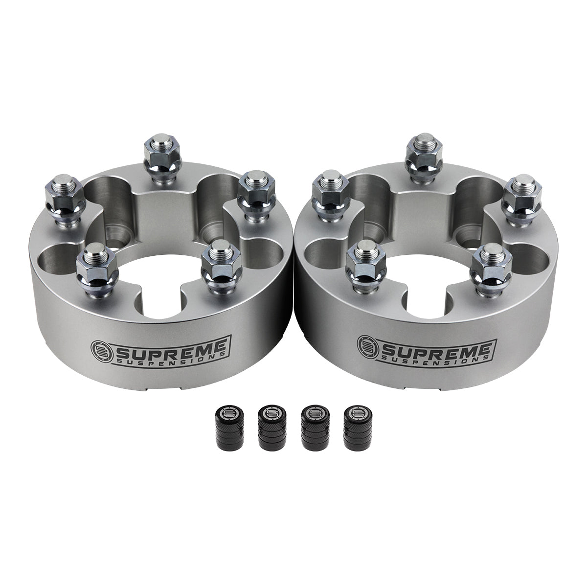 1983-2012 FORD RANGER 2WD 4WD Wheel Spacers Set + Tire Valve Stem Caps Silver (x2) Piece 1" Spacer