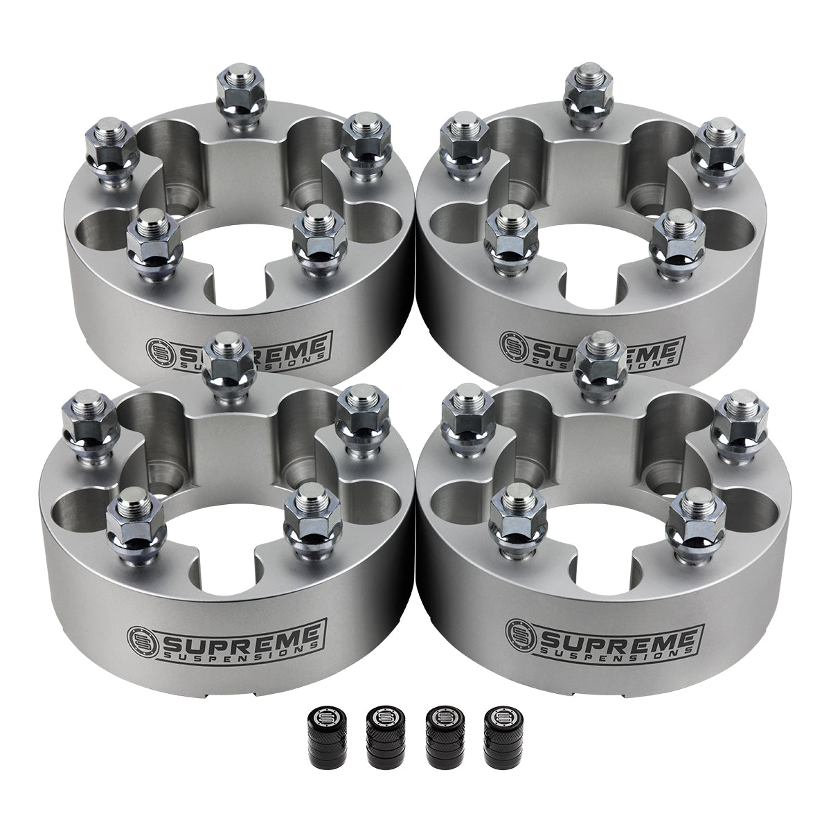 1983-2012 FORD RANGER 2WD 4WD Wheel Spacers Set + Tire Valve Stem Caps Silver (x4) Piece 1" Spacer