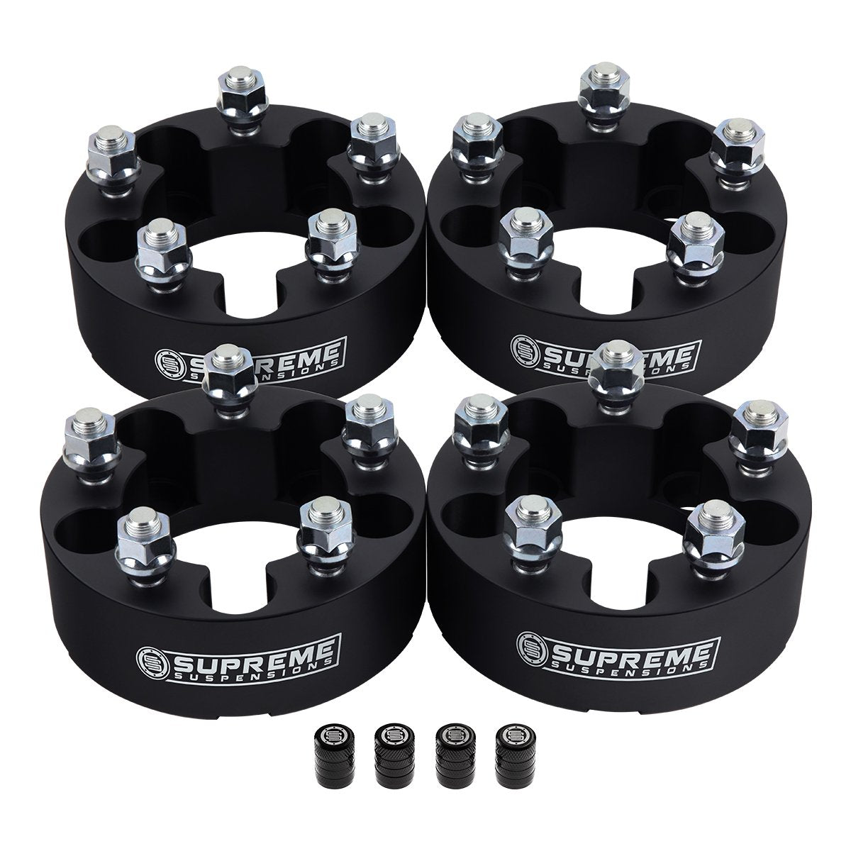 1991-2016 FORD EXPLORER 2WD 4WD Wheel Spacers Set + Tire Valve Stem Caps Black (x4) Piece 1" Spacer