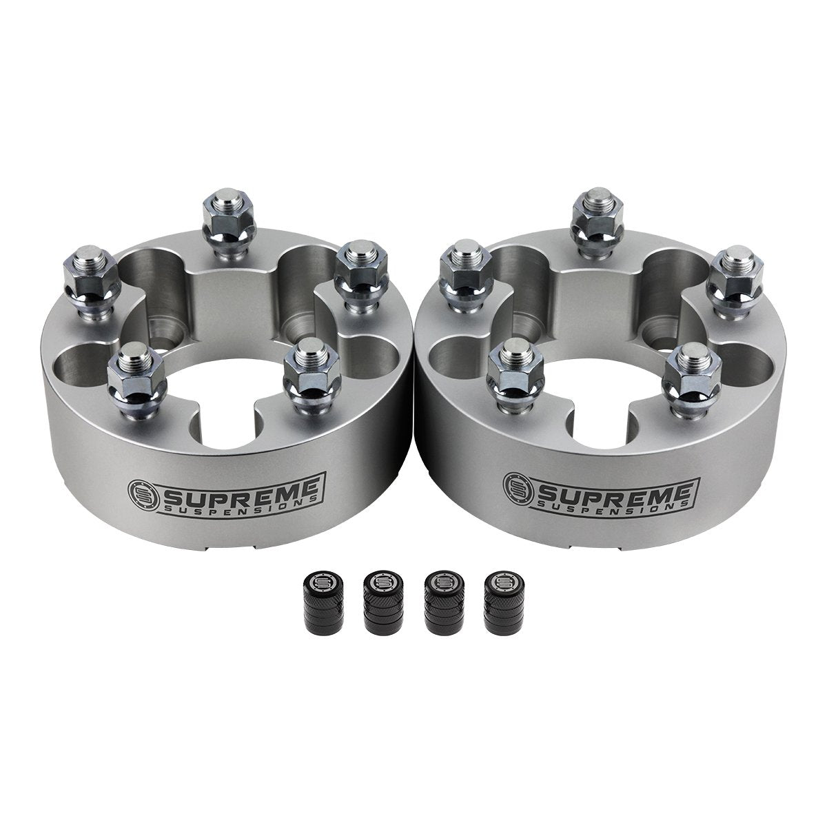 1991-2016 FORD EXPLORER 2WD 4WD Wheel Spacers Set + Tire Valve Stem Caps Silver (x2) Piece 1" Spacer