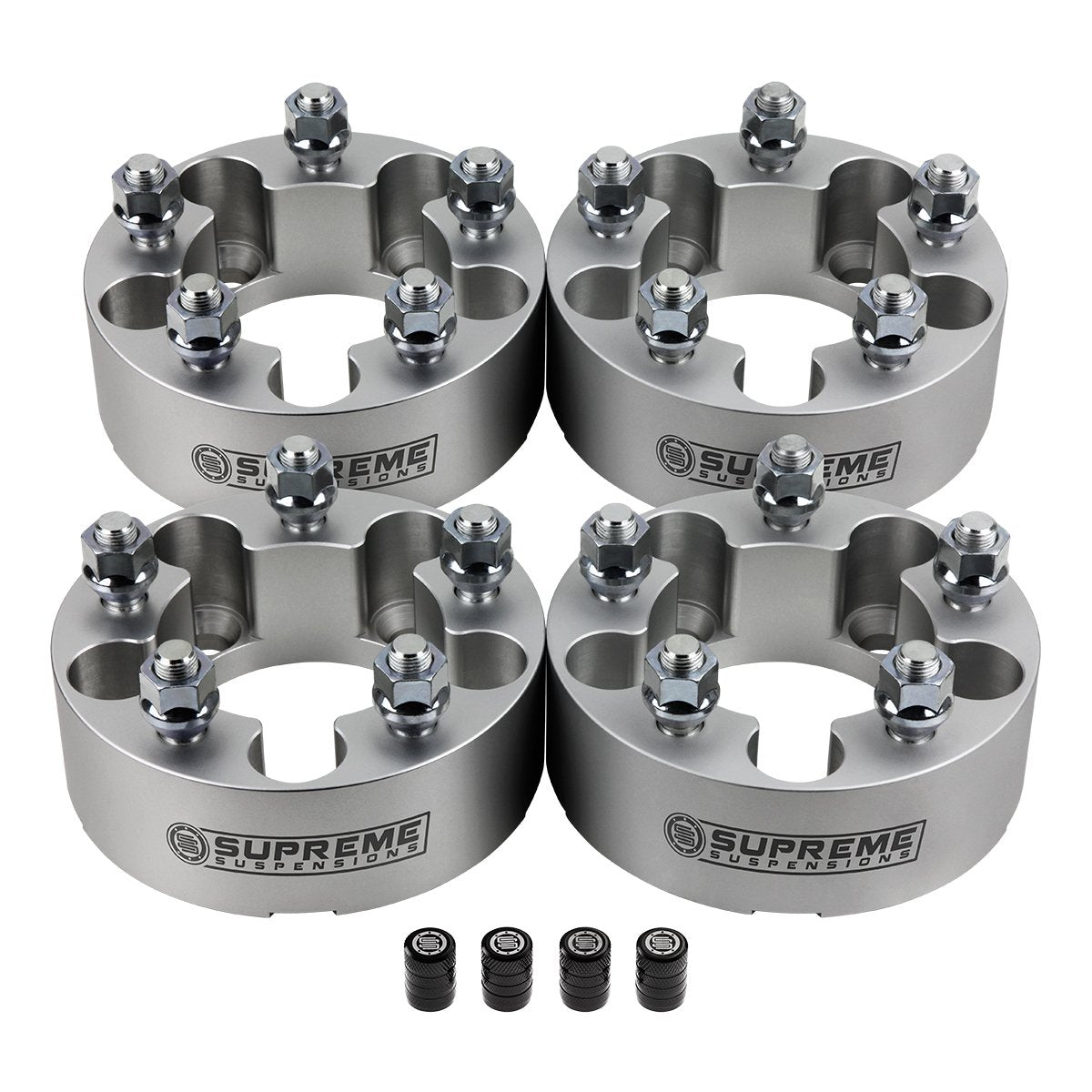 1991-2016 FORD EXPLORER 2WD 4WD Wheel Spacers Set + Tire Valve Stem Caps Silver (x4) Piece 1" Spacer