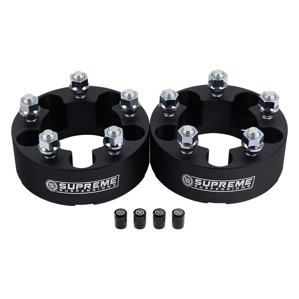 1991-2016 FORD EXPLORER 2WD 4WD Wheel Spacers Set + Tire Valve Stem Caps Black (x2) Piece 1.5" Spacer