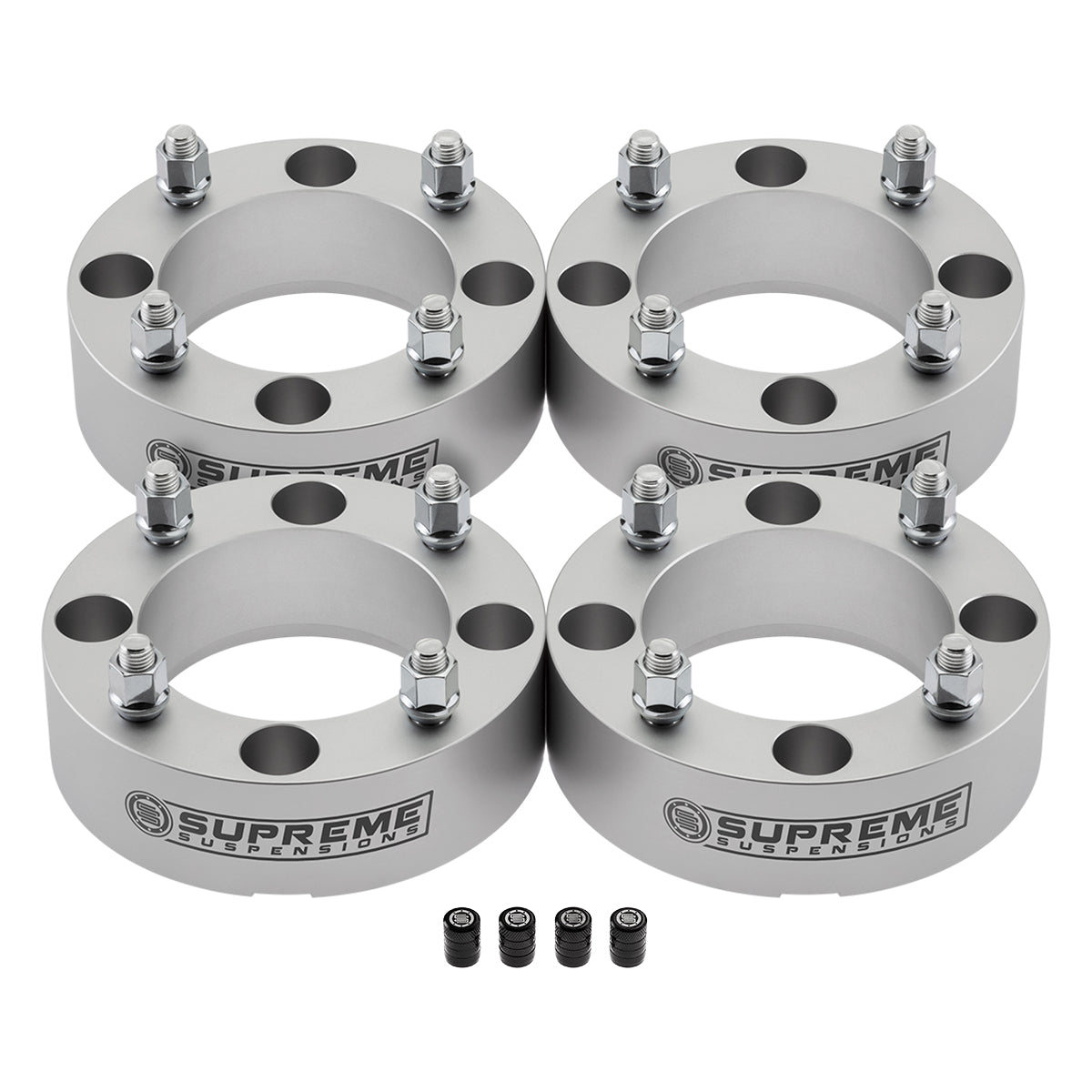 1994-1997 Kawasaki Mule 1000 Lug Centric Wheel Spacers / NEW PREMIUM TIRE VALVE CAPS 4pc Kit: Front and Rear 1.5 Inch Thick