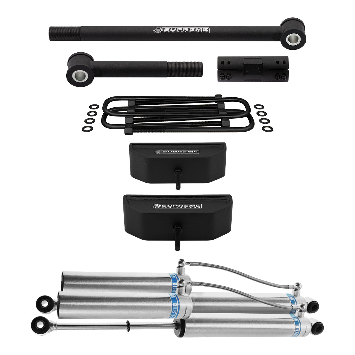 1999-2004 Ford F250 Super Duty 4WD Front Suspension Leveling Lift Kit with Bilstein Shocks & Adjustable Track Bar B8 5160 Series Front Lift 2.5"