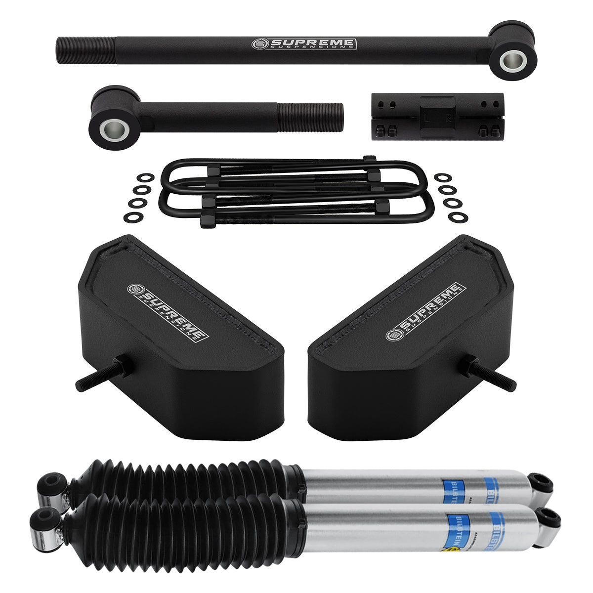 1999-2004 Ford F250 Super Duty 4WD Front Suspension Leveling Lift Kit with Bilstein Shocks & Adjustable Track Bar B8 5100 Series Front Lift 3.5"