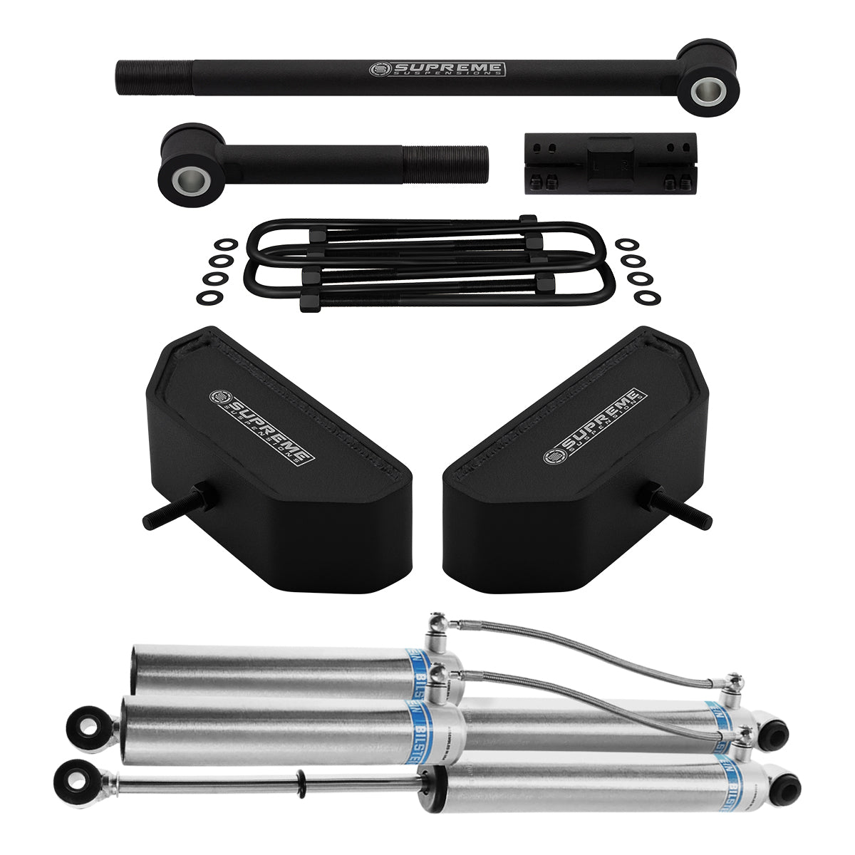 1999-2004 Ford F250 Super Duty 4WD Front Suspension Leveling Lift Kit with Bilstein Shocks & Adjustable Track Bar B8 5160 Series Front Lift 3.5"