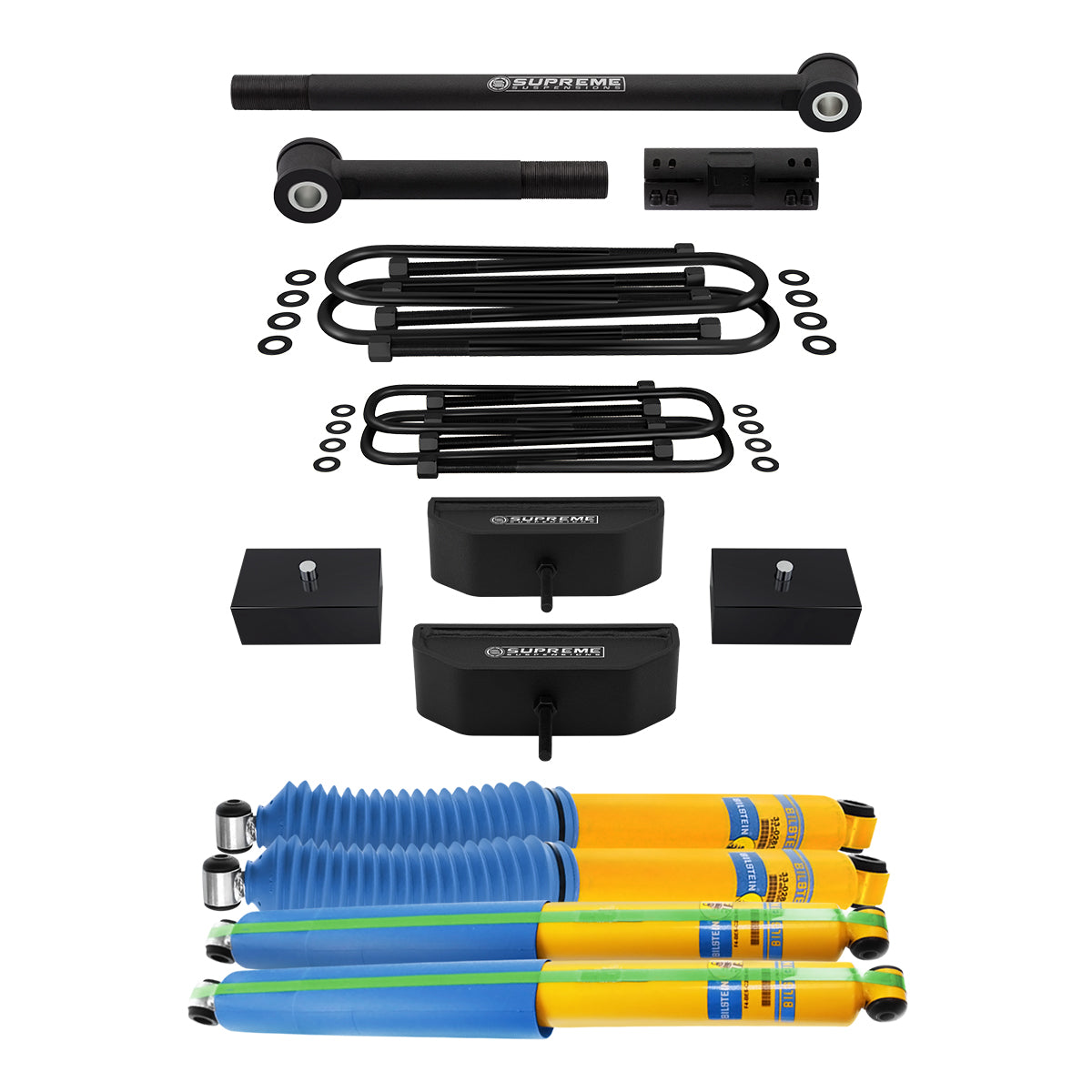 1999-2004 Ford F250 Super Duty 4WD Full Suspension Lift Kit with Bilstein Shocks & Adjustable Track Bar B6 4600 Series Front Lift 2.5" + Rear Lift 2"