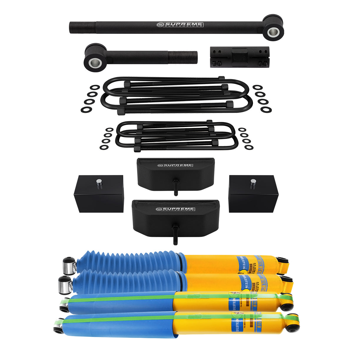 1999-2004 Ford F250 Super Duty 4WD Full Suspension Lift Kit with Bilstein Shocks & Adjustable Track Bar B6 4600 Series Front Lift 2.5" + Rear Lift 3"