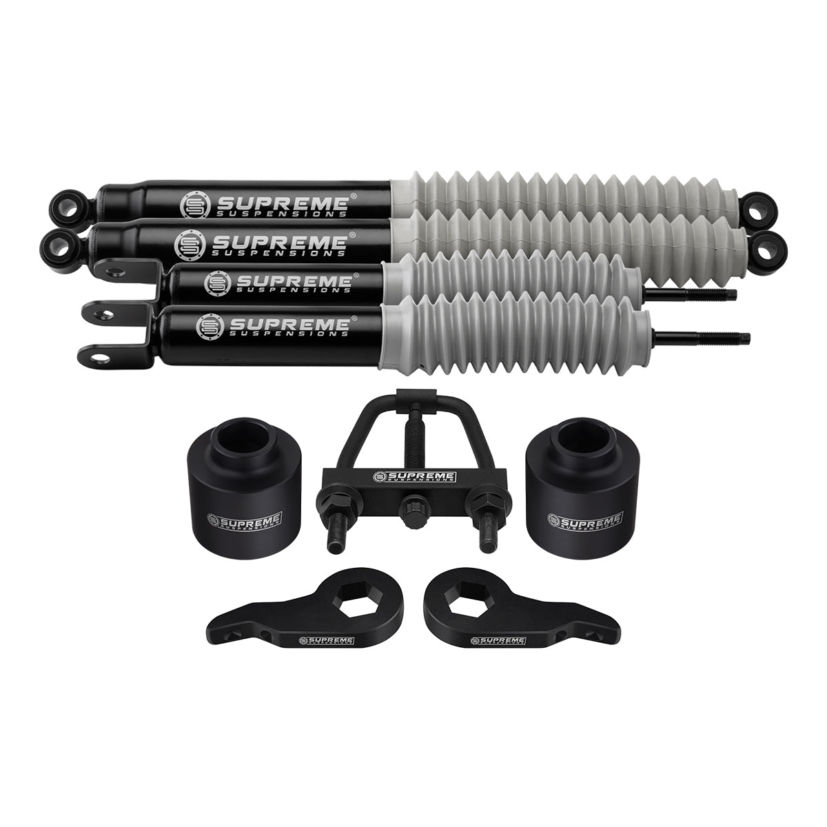 2000-2006 Chevrolet Tahoe Full Suspension Lift Kit with MAX Performance Shock Absorbers 2WD 4WD / Torsion Tool Included Front Lift Adjustable from 1" to 3" + Rear Lift 2"