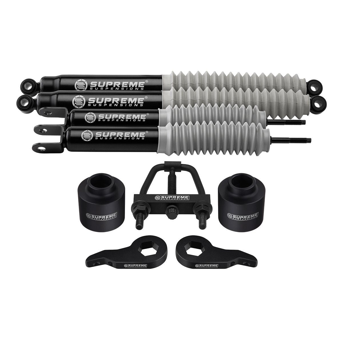 2000-2006 Chevrolet Suburban 1500 Full Suspension Lift Kit with MAX Performance Shock Absorbers 4WD / 6-Lug / Torsion Tool Included Front Lift Adjustable from 1" to 3" + Rear Lift 2"