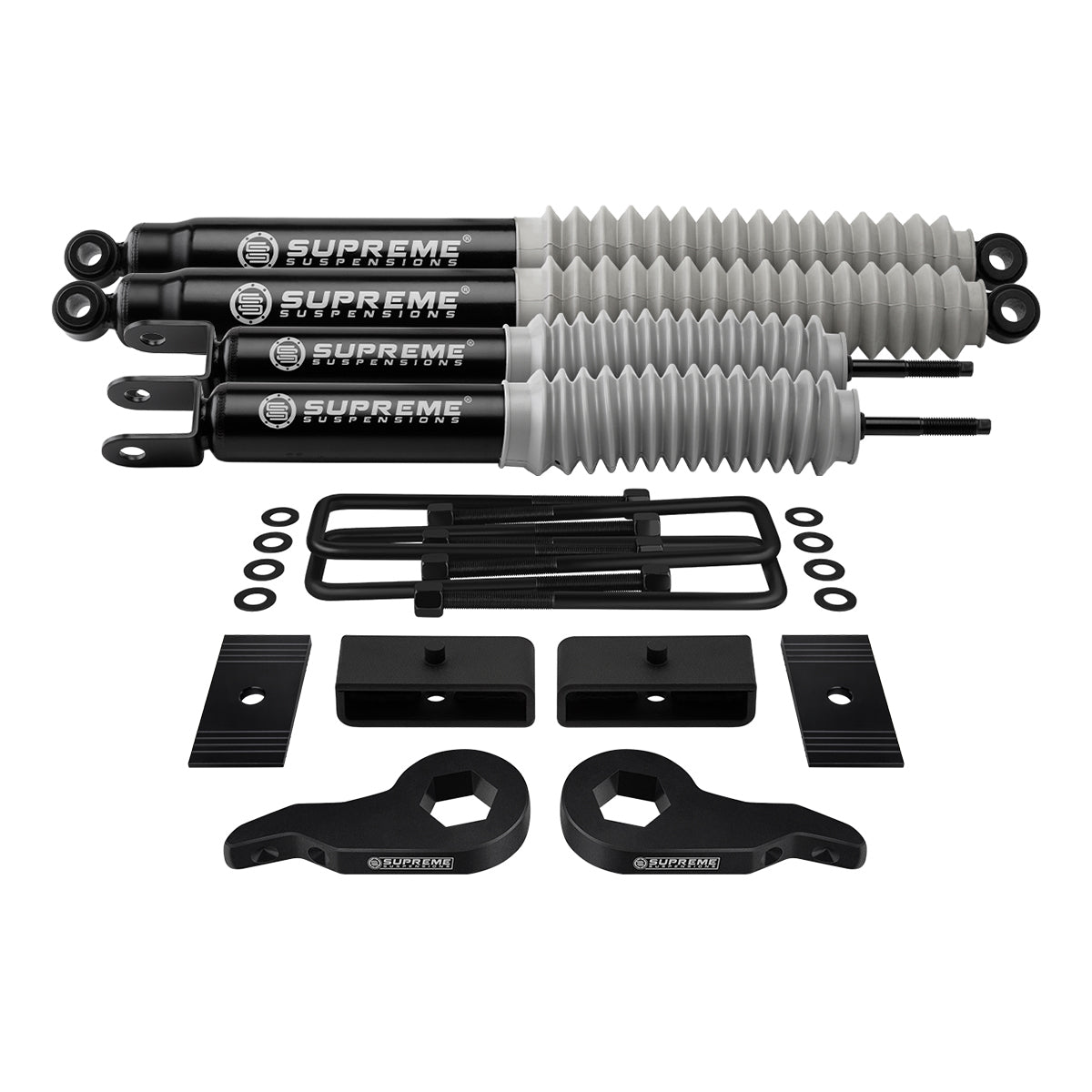 1999-2007 Chevrolet Silverado 1500 4WD Full Suspension Lift Kit with Axle Shims & MAX Performance Shocks Front Lift 1" - 3" + Rear Lift 1.5"