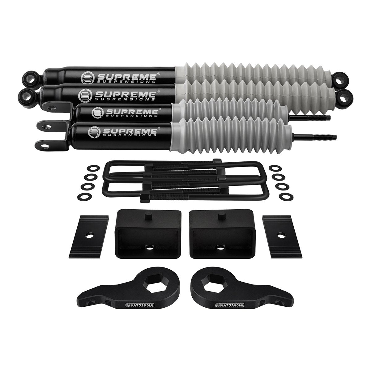 1999-2007 GMC Sierra 1500 4WD Full Suspension Lift Kit with Axle Shims & MAX Performance Shocks Front Lift 1" - 3" + Rear Lift 3"