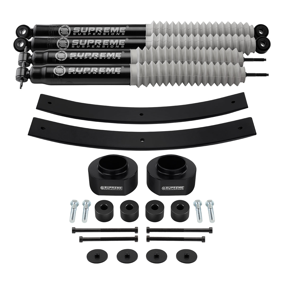 1984-2001 Jeep Cherokee XJ Full Suspension Lift Kit with Transfer Case Drop Kit & MAX Performance Shocks 4WD Front Lift 2" + Rear Lift 1.5" to 2"