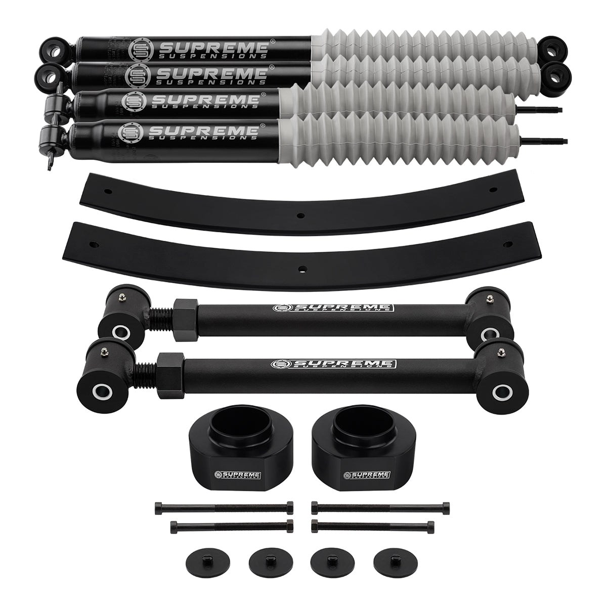 1984-2001 Jeep Cherokee XJ Full Suspension Lift Kit with Lower Control Arms & MAX Performance Shocks 2WD 4WD Front 2" + Rear 1.5" to 2"