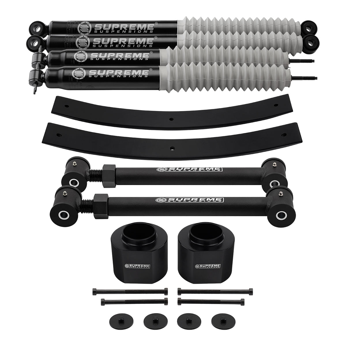 1984-2001 Jeep Cherokee XJ Full Suspension Lift Kit with Lower Control Arms & MAX Performance Shocks 2WD 4WD Front 3" + Rear 1.5" to 2"